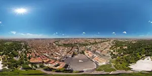 Square Street Prints: Rome cityscape aerial panorama of many buildings with orange roofs from above