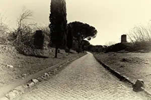 Paved Prints: Rome, Italy, Europe: the Via Appia, vintage photo of the ancient Appian Way