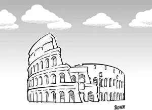 Colosseum Prints: Rome, Italy famous landmark sketch