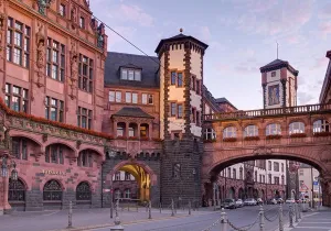 Frankfurt Prints: Römer building and Seufzerbrücke or Bridge of Sighs