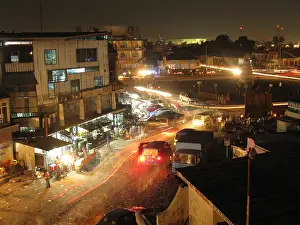 Congo Prints: Rond Point Victoire famous for nightlife at night in Kinshasa Democratic Republic of Congo
