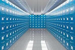 Folder Prints: Room with filing cabinets, archive. 3D rendering