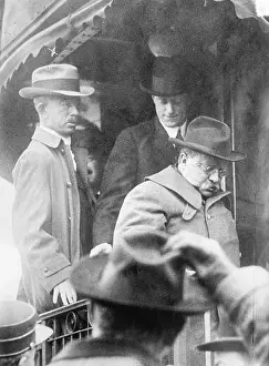 Long Island Prints: Roosevelt reaches Oyster Bay, Photo shows President Teddy Roosevelt getting off a train at Oyster Bay