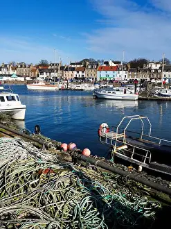 Fishing Village Prints: Ropes on the quayside on a sunny day at the harbour in Anstruther East Neuk of Fife Scotland