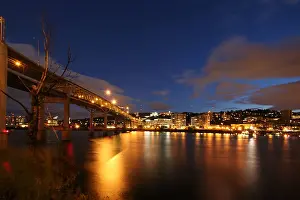 Portland Prints: Ross Island bridge over willamette river in Portland Oregon