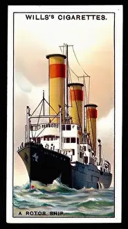 Tecnology Prints: Rotor Ship - Vintage Cigarette Card Illustration