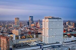 Images Dated 1st March 2020: Rotterdam, Netherlands city skyline at dusk