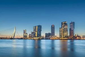 Images Dated 3rd March 2020: Rotterdam, Netherlands, city skyline at twilight