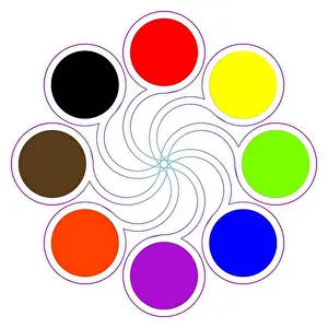 Spectrum Prints: round color palette with eight basic colors