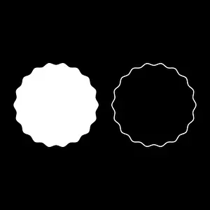 Starburst Prints: Round element with wavy edges Circle label sticker icon white color vector illustration flat style simple image set