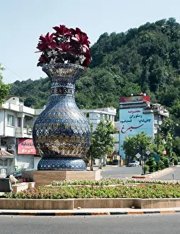 Flowerpot Prints: Roundabout in Lahijan centre, Gilan province, northern Iran