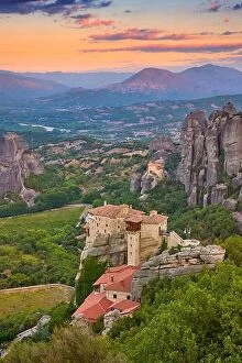 Images Dated 5th September 2017: Roussanou Monastery at sunset, Meteora, Greece