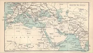 Bartholomew Prints: Routes to India from UK. British India. BARTHOLOMEW 1898 old antique map chart