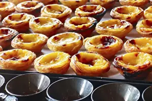 Rows of egg tart, traditional portuguese dessert, pastel de nata, custard tarts