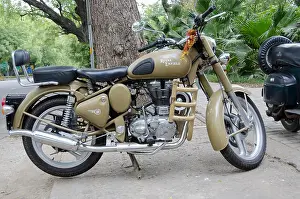 Delhi Prints: Royal Enfield Bullet motorcycle, Delhi, India
