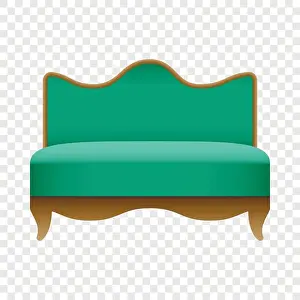 Fireplace Prints: Royal green sofa mockup. Realistic illustration of royal green sofa vector mockup for on transparent background