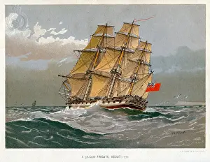 Sea Water Prints: A Royal Navy 38 gun frigate, c1770 (c1890-c1893). Artist: William Frederick Mitchell