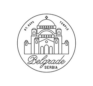 Belgrade Prints: Rubber stamp. ST. SAVA TEMPLE stylized drawn and handwritten inscription BELGRADE