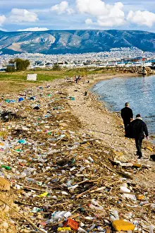 Dump Prints: a rubbish strewn beach in Athens, Greece