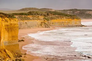 White Water Prints: Rugged sandstone cliffs and rough waves near Port Campbell