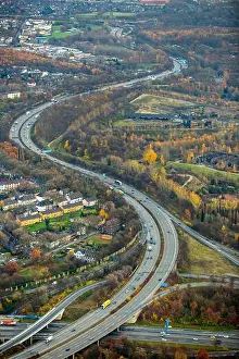 Aerial Picture Prints: Ruhr area motorway, construction site A42 area Duisburg Hamborn