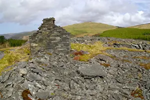 Abandoned Prints: Ruins of the old Bryn Eglwys Slate Quarry Abergynolwyn Gwynedd Wales UK