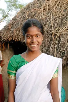 Villager Prints: Rural girl, Vadalure, Vadalur, Cuddalore district, Tamil Nadu, India, Asia
