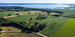 Diminishing Perspective Prints: In rural wisconsin on a summer day - a view of Lake Winneconnie and rural famrs
