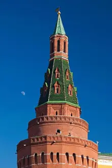 Kremlin Prints: Russia, Moscow, Red Square, Kremlin Towers, Corner Arsenal Tower