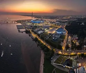 Sunset Sky Prints: Russia, St. petersburg, 17 August 2022: A picturesque sunset over the sights