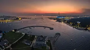 Russia, St. Petersburg, 17 August 2022: A picturesque sunset over the sights