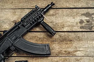 Terrorism Prints: Russian automatic rifle Ak-47 close up, military weapon
