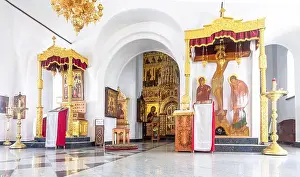 Antique Art Prints: Russian Orthodox church. Interior of the Transfiguration Cathedral at Spaso-Preobrazhensky Monastery in Murom