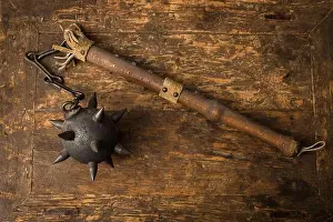 Viking Prints: Rusty old battle mace as used by the common people in medieval war times