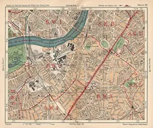 Sheet Prints: S LONDON. Kennington Battersea Pimlico Brixton Lambeth Clapham. BACON 1925 map