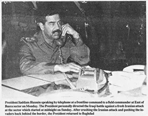 Conflicts Prints: Saddam Hussein on a telephone call, 1988