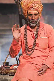 Three Quarter Prints: Sadhu Holy Man Shivaratri festival Pashupatinath Temple Kathmandu Nepal Asia