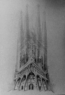 Holy Family Prints: Sagrada Familia (Passion Facade): drawing made from Gaudí's original sketch