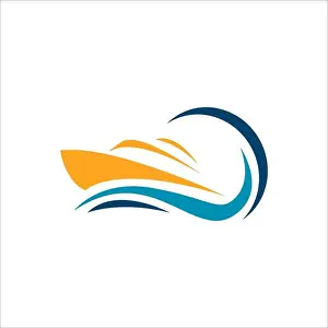 Navigate Prints: sailing yacht ship boat logo design vector on the water ocean wave