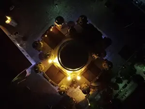 Midnight Prints: Saint Andrew Church Of Patra City In Greece At Midnight Aerial Night View