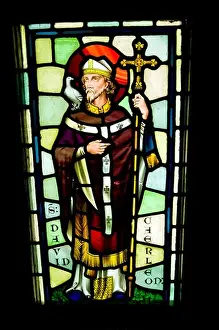 Saint David, Stained Glass Panels from the now demolished Chapel, Castell Coch, Tongwynlais, Cardiff, Wales