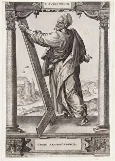 Inverted Prints: The saint Jude Thaddaeus is between two columns in an architectural frame