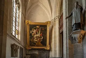Text Space Prints: Saint-Omer Cathedral Pas de Calais France September 2022 Painting of the Descent from the Cross by Peter Paul Rubens