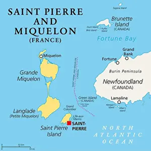 Newfoundland Prints: Saint Pierre and Miquelon, political map