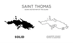 Virgin Islands Prints: Saint Thomas map. Blank vector map of the Island