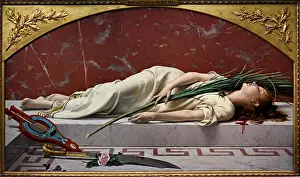 Catholic Religion Prints: Sainte Cécile morte - St. Cecilia died 1878 Etienne Gautier 1842 - 1903 France French