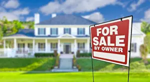 For Sale Prints: For Sale By Owner Real Estate Yard Sign In Front of House