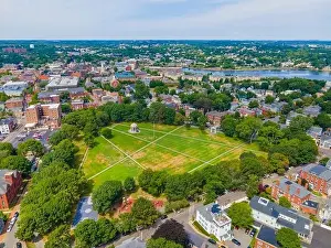 Salem Prints: Salem Common aerial view in Historic district of Salem city center, Massachusetts MA, USA