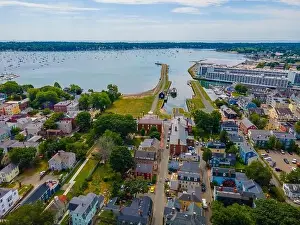 Salem Prints: Salem Maritime National Historic Site and Salem Harbor aerial view in city of Salem