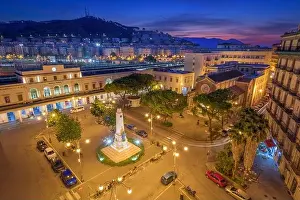 Salerno, Italy cityscape over Pizza Vittorio Veneto and the main station at dawn